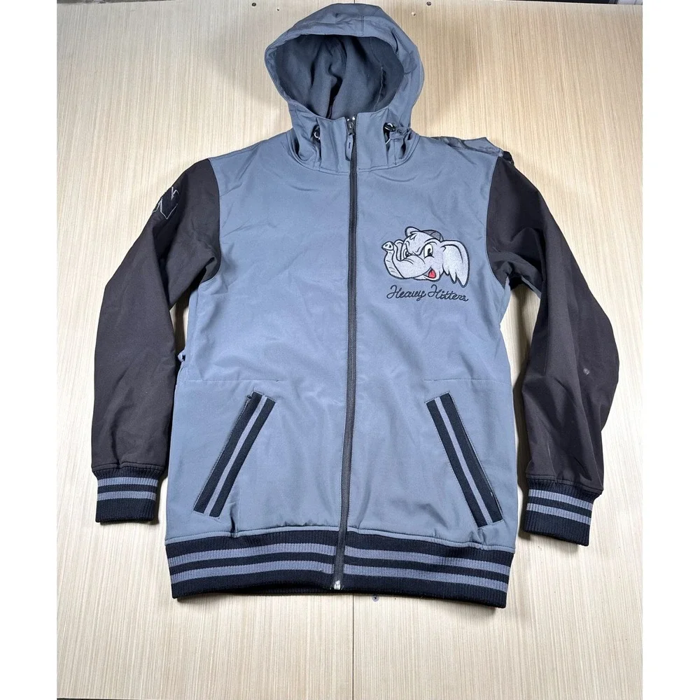 NEFF Heavy‎ Hitters Jacket Mens Small Gray Elephant Logo Fleece Lined Full Zip